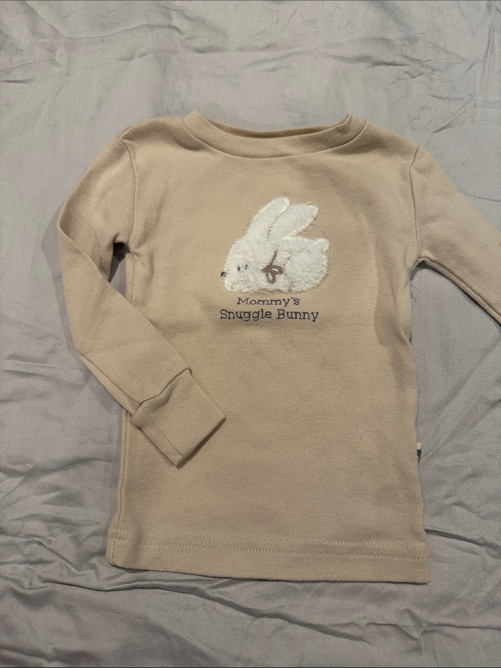Rabbit + Bear Long-Sleeve Tee with Plush Bunny Applique